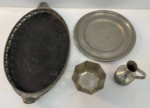 lot 21 image: Group Of Vintage Pewter Items