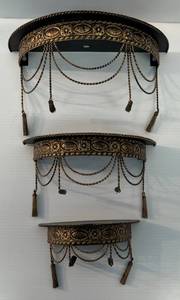 lot 24 image: Ornate Vintage Metal Three Tier Shelf
