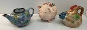 lot 27 image: Three Vintage Ornate Teapots