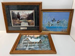 lot 28 image: Three Framed Pictures 1 Print Freedom By Derk And Two Original Paintings