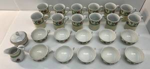 lot 43 image: Large Group OF Wedgewood English Cottage Collection  Porcelain Cups And More (Rose)