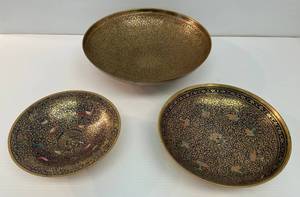lot 53 image: Group Of Three Ornate Brass Plates