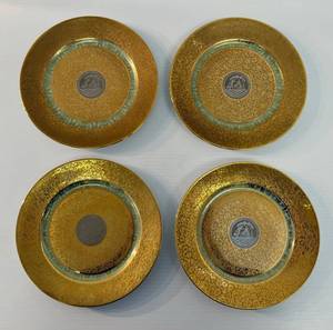 lot 104 image: 4 LEM 8 By Le Mieux 24 Karat Gold Incrusted Platinum Porcelain  8 14 Plate, Bohemia Made In Czechoslovakia Empire