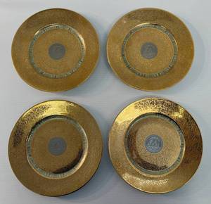 lot 105 image: 4 LEM 8 By Le Mieux 24 Karat Gold Incrusted Platinum Porcelain  8 14 Plate, Bohemia Made In Czechoslovakia Empire
