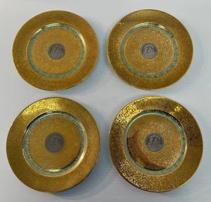lot 106 image: 4 LEM 8 By Le Mieux 24 Karat Gold Incrusted Platinum Porcelain  8 14 Plate, Bohemia Made In Czechoslovakia Empire
