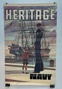 lot 128 image: 1973 U.S. Government Poster  Heritage Navy ) 24x 37 12 (Small Rip On Bottom)