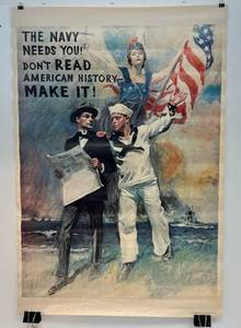 lot 130 image: 1974 U.S. Government Poster The Navy Needs You 25x 37