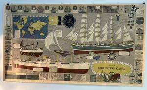 lot 132 image: Vintage Mariners Chart Poster 27 x 48 (Small Ripe On Top Corner And Edge)