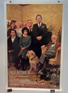 lot 138 image: 1987  Moonstruck CherNicolas Cage Theater Lobby Poster 27 x 41