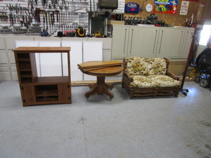 Couch, Table, Coat Tree, Entertainment Center