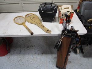 Vintage Rackets, Golf Clubs, Bowling Balls
