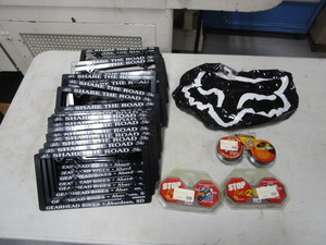 License Plate Frames, Bike Tire Liners, Fox Shocks Blow Up Advertisement Display