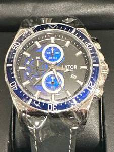 lot 2 image: Brand New Lator Co. Black Dial Blue Bezel Watch $657 Retail