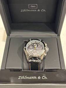 lot 16 image: Brand New Black Sub Dial 3ATM Water Resistant Watch $607 Retail