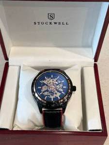 lot 24 image: Brand New Stockwell Blue Skeleton Watch $730 Retail