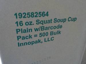 Case of 500 - 16 oz Squat Soup Cups...