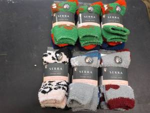 6 pair New Serra Fuzzy Slipper Sock...