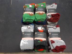 6 pair New Serra Fuzzy Slipper Sock...
