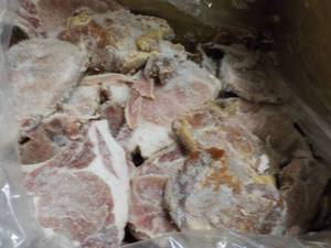 Box of frozen ham ends and pieces