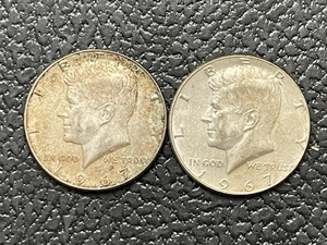 2- 1967 Kennedy Half Dollars