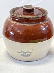 Antique Robinson Ransbottom Blue Crow #2 Stoneware Bean Crock