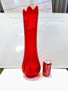 Vintage 1960�s Orange Red Viking Vase 20 Inch Tall