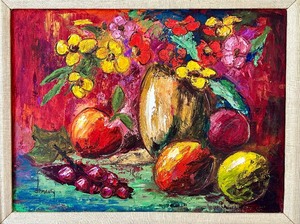 lot 6 image: Original Artisan Beautiful and Colorful Framed Still Life