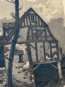 lot 64 image: Vintage Signed Framed Etching