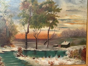 lot 22 image: Lovely Vintage Oil on Board Framed Scenic Painting