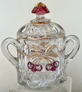 lot 72 image: Antique Cherry and Cable Northwood Covered Butter Dish and Covered Sugar Bowl