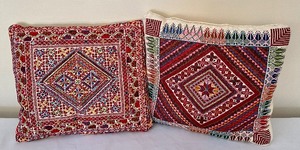 lot 82 image: Three Decorative Vintage Needlepoint Pillows