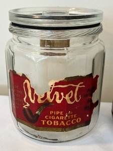 lot 125 image: Vintage Velvet Brand Tobacco Jar and Wooden Jar