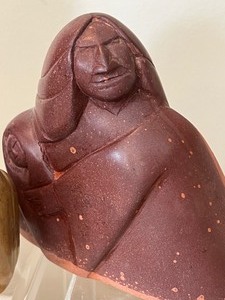 lot 130 image: Native American Figurine Soap Stone Carvings, Pine Needle Basket, Arrowheads & More