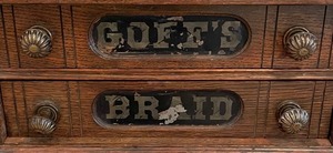 lot 17 image: Vintage Goffs Braid Best Made Counter Top Spool Cabinet