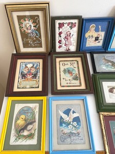 lot 305 image: Collection of Framed Vintage Post Cards