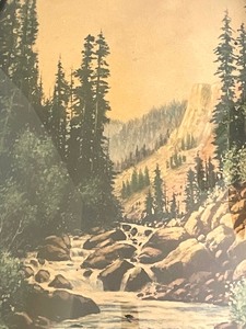 lot 319 image: Vintage Curved Glass Framed Scenic Print