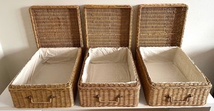 lot 333 image: Trio of Woven Lined Baskets with Lids