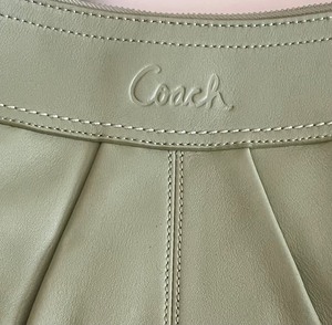 lot 348 image: Light Sage Green Coach Leather Hobo Handbag