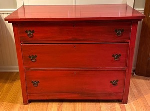 lot 357 image: Vintage Red 3 Drawer Dresser