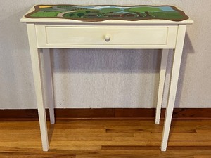 lot 404 image: Decorative Petite Accent Table with Hand Painted Design