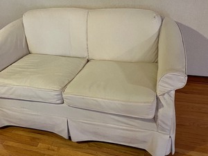 lot 405 image: Vintage Loveseat with Ivory Colored Slipcover