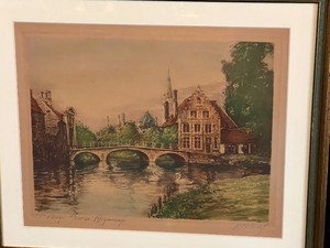 lot 154 image: Vintage Framed Colored Etching by Brunel