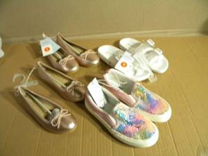 lot 119 image: Brand New with Tags # Pairs of Youth Girls Shoes and Sandals Sizes 1  2  3
