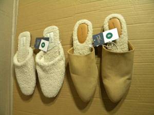 lot 131 image: Brand New with Tags Lot of 2 Pairs of Womens Slippers Size 9