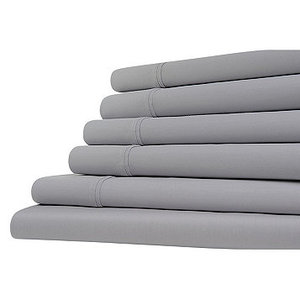 lot 35 image: Looks New Kathy Ireland Home 1200 Thread Count CottonPolyester 6-Pc. Sheet Set - Queen - (GRAY)