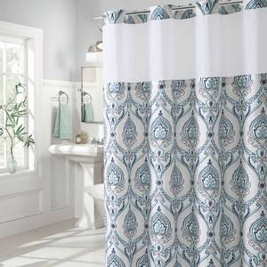 lot 81 image: New  Hookless French Damask Shower Curtain with PEVA Liner