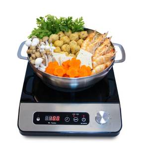 lot 95 image: New  SPT 1650-Watt 13-Setting Induction Cooktop with Control Knob and 3.5-Liter Stainless Steel Pot and Glass Lid