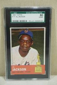 lot 3 image: 1963 Topps Al Jackson #111 Baseball Card - SGC 80