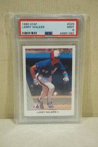 lot 8 image: 1990 Leaf Larry Walker #325 Rookie Baseball Card - PSA 9