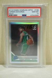lot 18 image: 2019 Panini Donruss Optic Carsen Edwards #196 Rookie Holo Basketball Card - PSA 10
